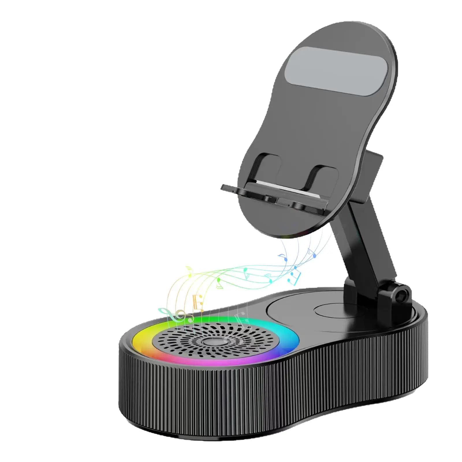 Altoparlante portatile intelligente a induzione Supporto per telefono cellulare Luce RGB regolabile Altoparlante Bluetooth wireless Ricarica inversa del telefono