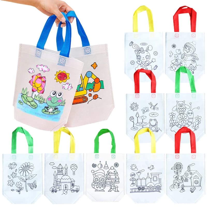 Borsa non tessuta con motivo a cartoni animati, bomboniere per feste, regalo per festival, borsa per la protezione dell'ambiente, borsa portatile TMZ