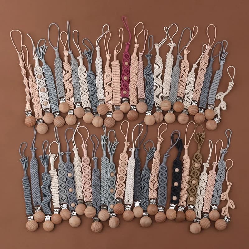 Clip per ciuccio per bambini corda in cotone intrecciato catena per ciuccio Clip fittizia supporto per capezzolo massaggiagengive per bambini Anti-goccia