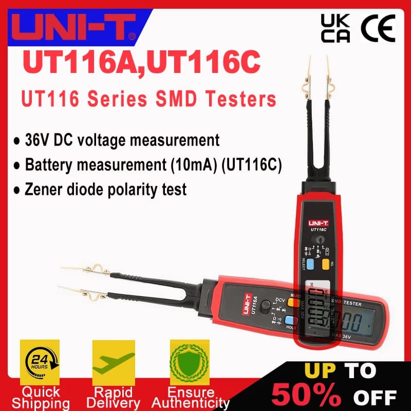 UT116A UT116C Digital Tweezers Smart SMD Tester Professional LED Diode Electronic Component Tester Electrical Multimeter