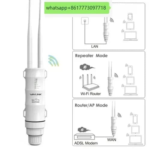 WAVLINK AC600 Ripetitore WIFI Wireless ad Alta Potenza, Router WIFI Esterno/Access Point/CPE Dual Band 2.4G/5Ghz con Antenna 12dBi POE