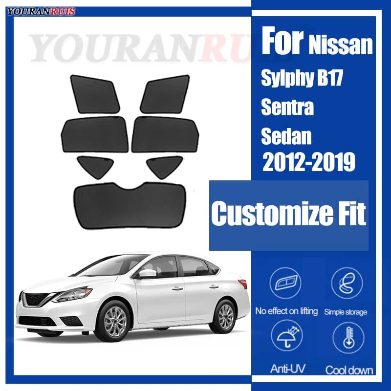 Per Nissan Sylphy B17 Sentra Berlina 2012-2019 Finestre magnetiche per auto Parabrezza anteriore Parasole Visiera per auto Tende di protezione solare