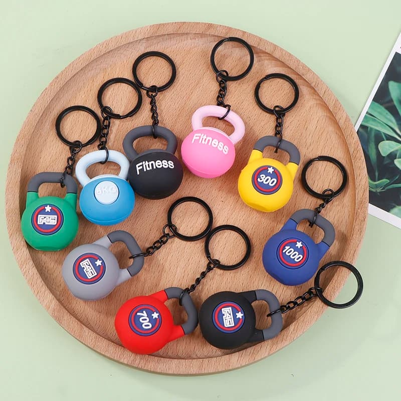 Kettlebell 3D Keychain Fitness enthusiasts Sports Keychain PVC Keychain Car keychain Creative accessories