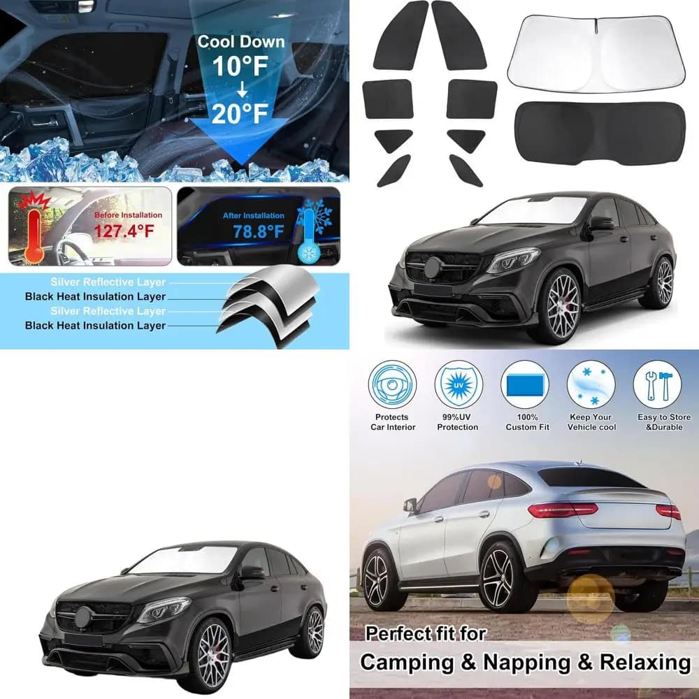 Parabrezza parasole personalizzabile Mercedes-Benz Classe GLE 2012-2019 - Set completo per finestrini laterali e posteriori, pieghevole, protegge Privac