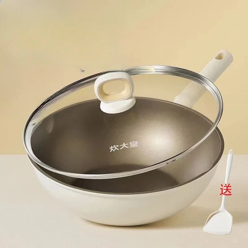 New Titanium Non Stick Frying Pan Flat Bottomed Pan Electric Gas Stove Universal Stir Fry Pan Home Cookware Kitchen Accessories