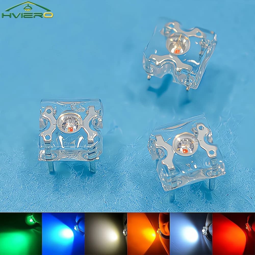 100 pz 3mm Diodo LED Cupola Perline Piranha Flusso Grandangolo Super Luminoso 4 Pin Bianco Rosso Giallo FAI DA TE Decorazione del Paesaggio Lampadine
