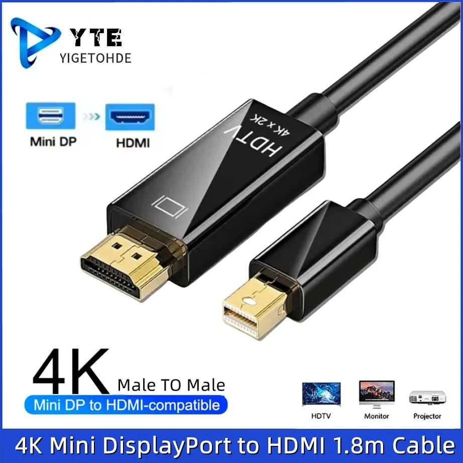 YIGETOHDE 4K Mini DisplayPort a HDMI Cavo adattatore compatibile 1.8M Mini DP a HDTV Convertitore cavo per proiettore portatile MacBook