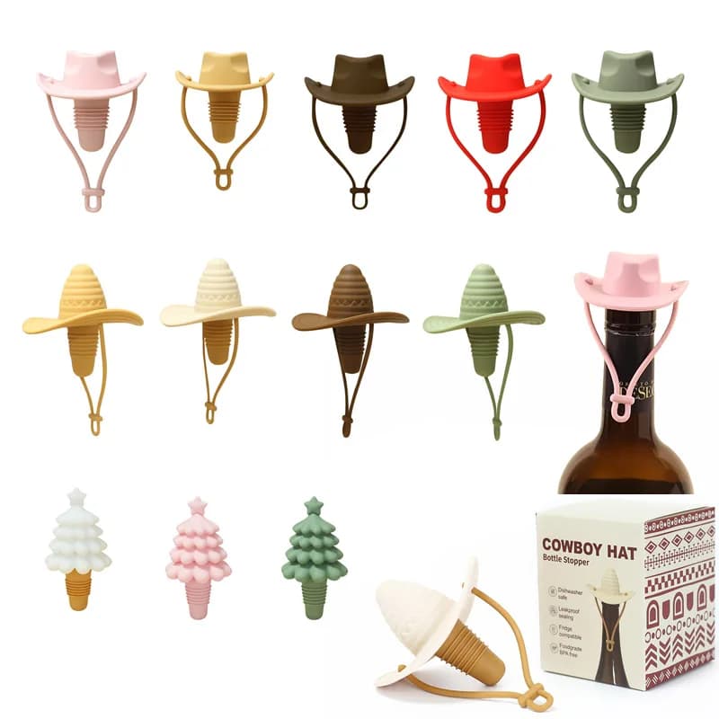 Tappo Creativo in Silicone a Forma di Cappello da Cowboy per Vino, Champagne, Birra - Sigillante Anti-Perdita per Bottiglie, Accessorio per Cucina e Bar