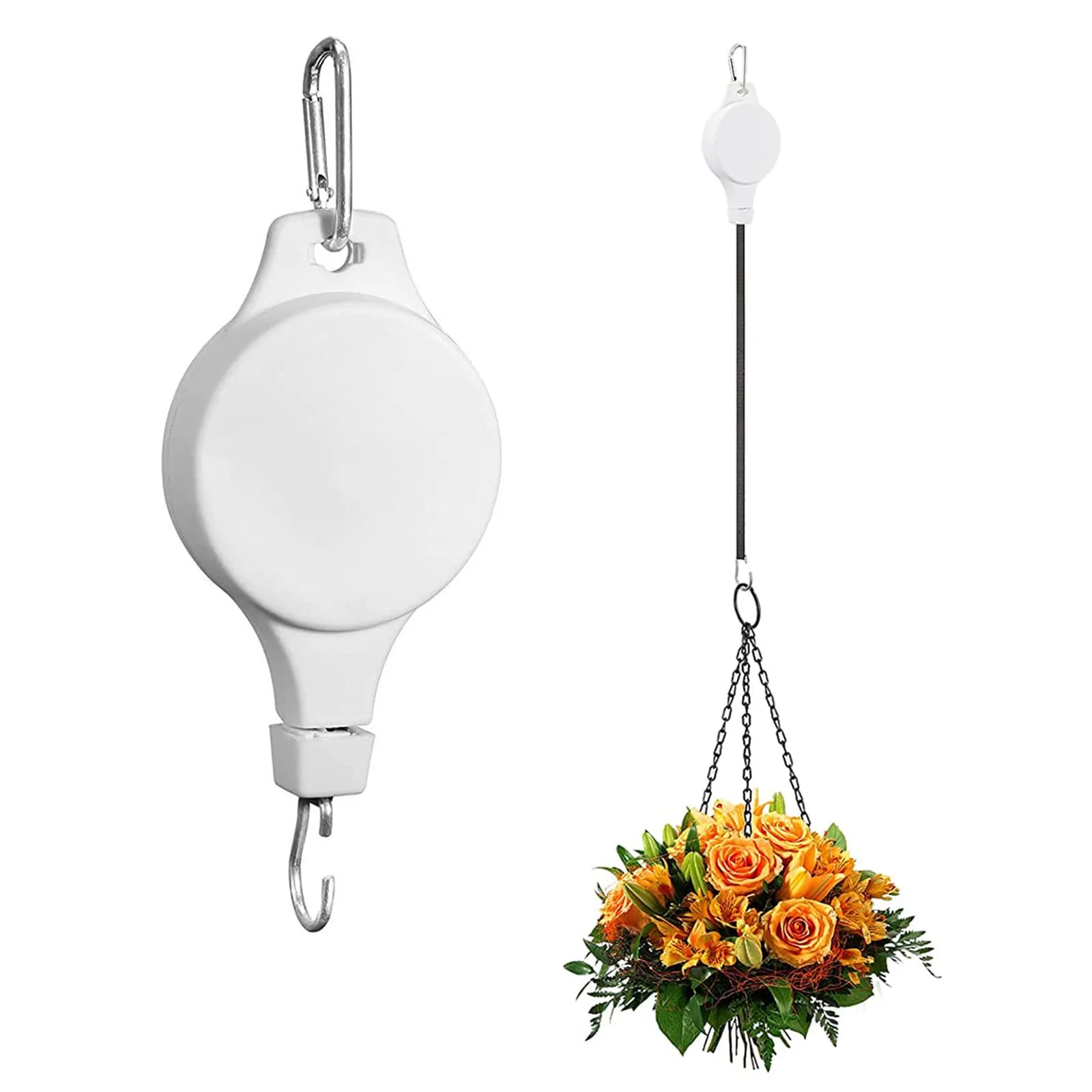 Retractable Pulley Hanging Basket Pull Down Hanger Garden Plant Pots Hook, Telescopic Hanging Pot Garden Hooks, Birdcage Hooks
