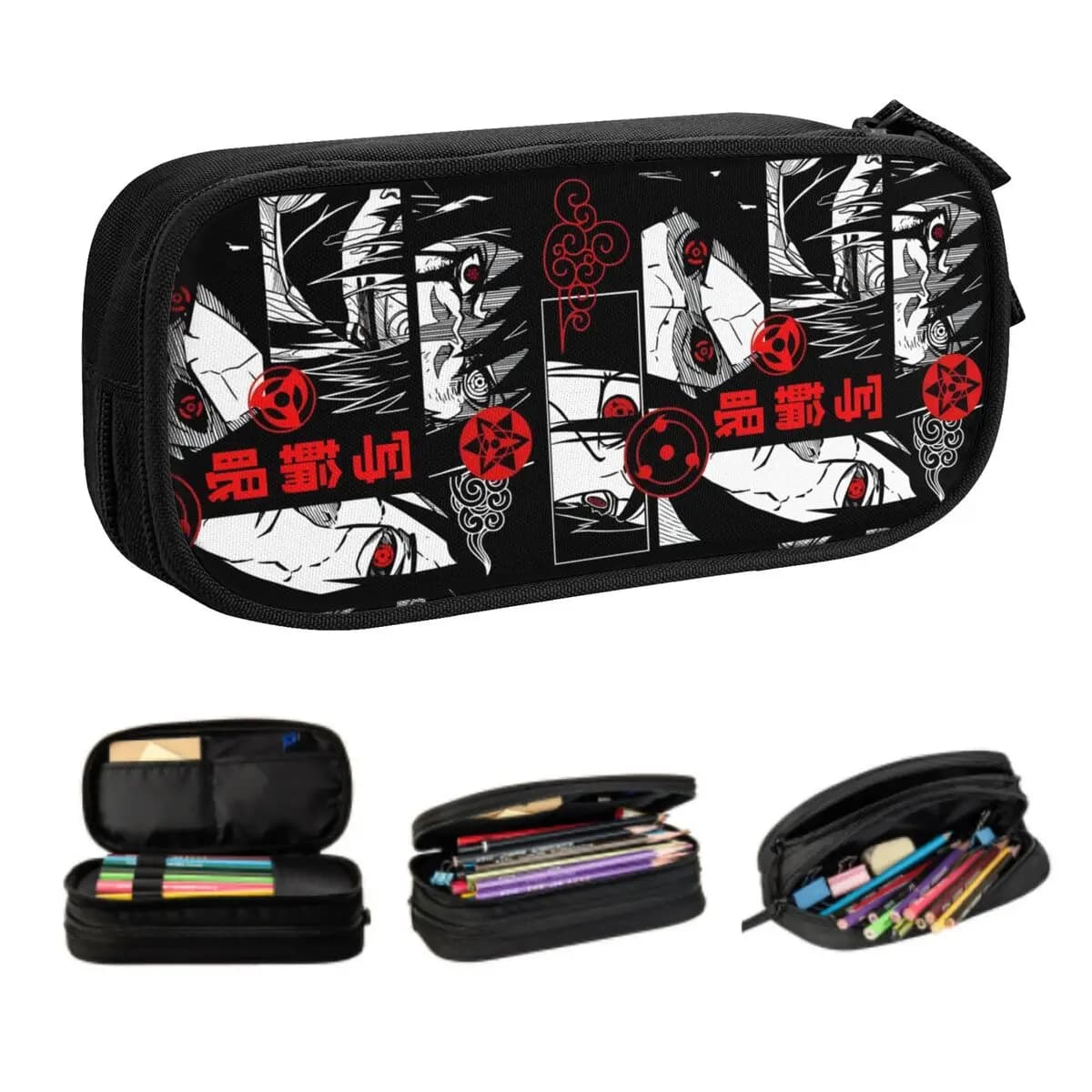 Astuccio Personalizzato N-Naruto Sharingan, Carino e Capiente per Ragazzi e Ragazze, Borsa per Matite per Studenti