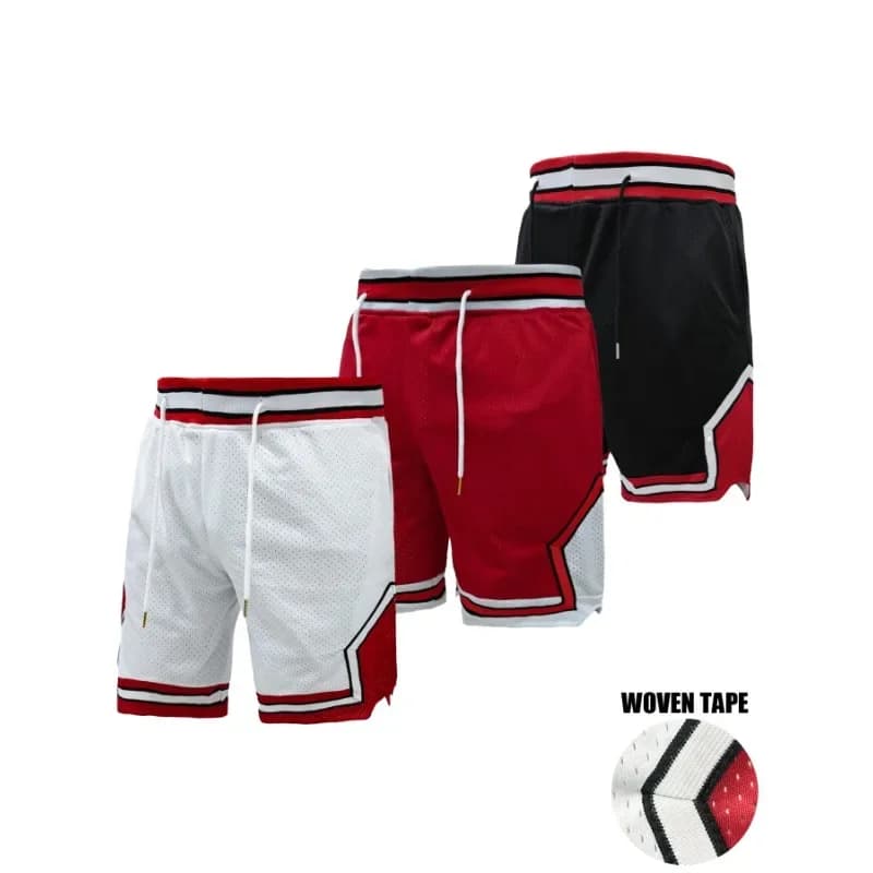Men's gym shorts on the training net, fast drying black basketball shorts with pockets for casual sports clothing ride