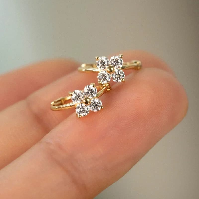 OXTAO Luxury penetrating earrings with colorful zircons Real silver 925 2025 Trend Mini earring cute jewelry accessories refined