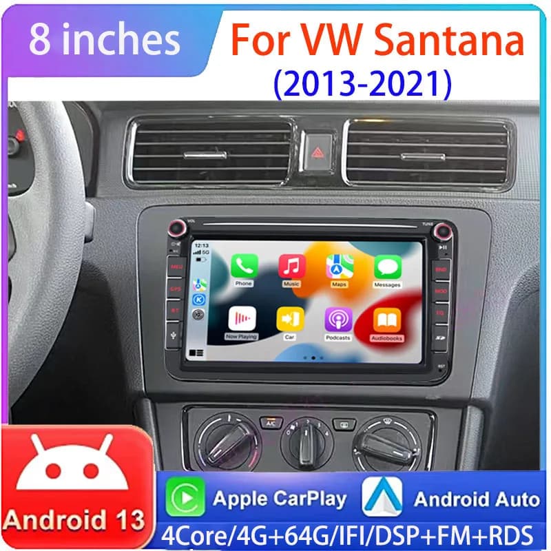 8 ''6 + 128G Autoradio Android 15 Per VW Santana 2013-2021 Golf 5 6 Polo Passat B6 B7 CC Skoda Jetta Multimedia RDS Player