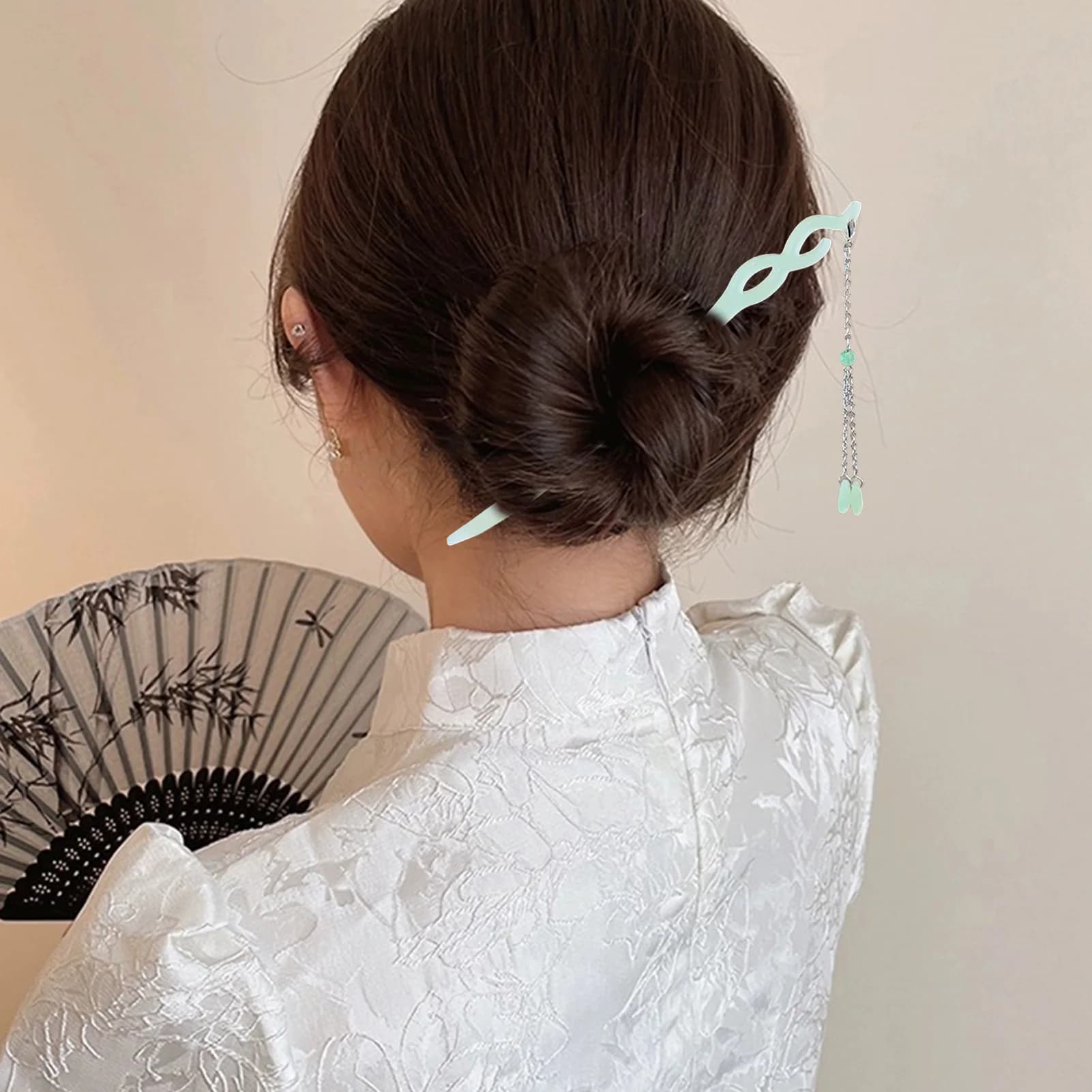 Fermaglio per capelli in lega con nappe cinesi, design a fiore di orchidea, spilla antiscivolo sicura, accessorio tradizionale per capelli Hanfu da sposa per donna, 18 cm