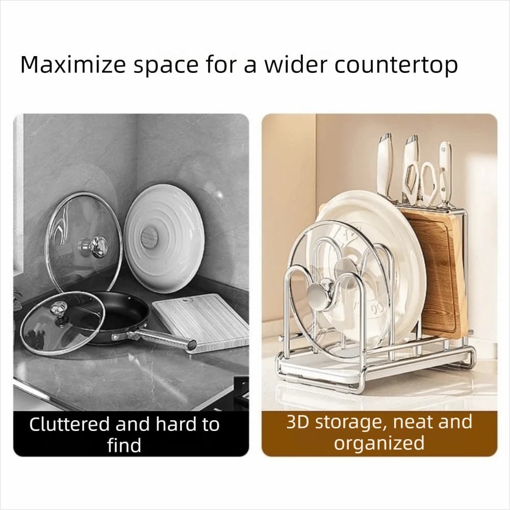 Stainless Steel Multi-Level Covers Anti-rust, Stand for Cutters Stable with Drainage Tray, Kitchen Cover Shelves