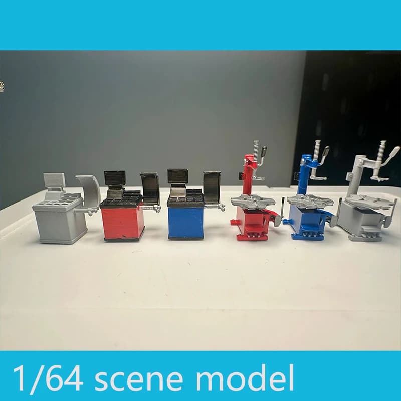 Modello in miniatura Scala 1:64 Modello di auto Ornamenti paesaggistici Tavolo di sabbia Modello Collezione di scene Riparazione auto Equilibrio ruota