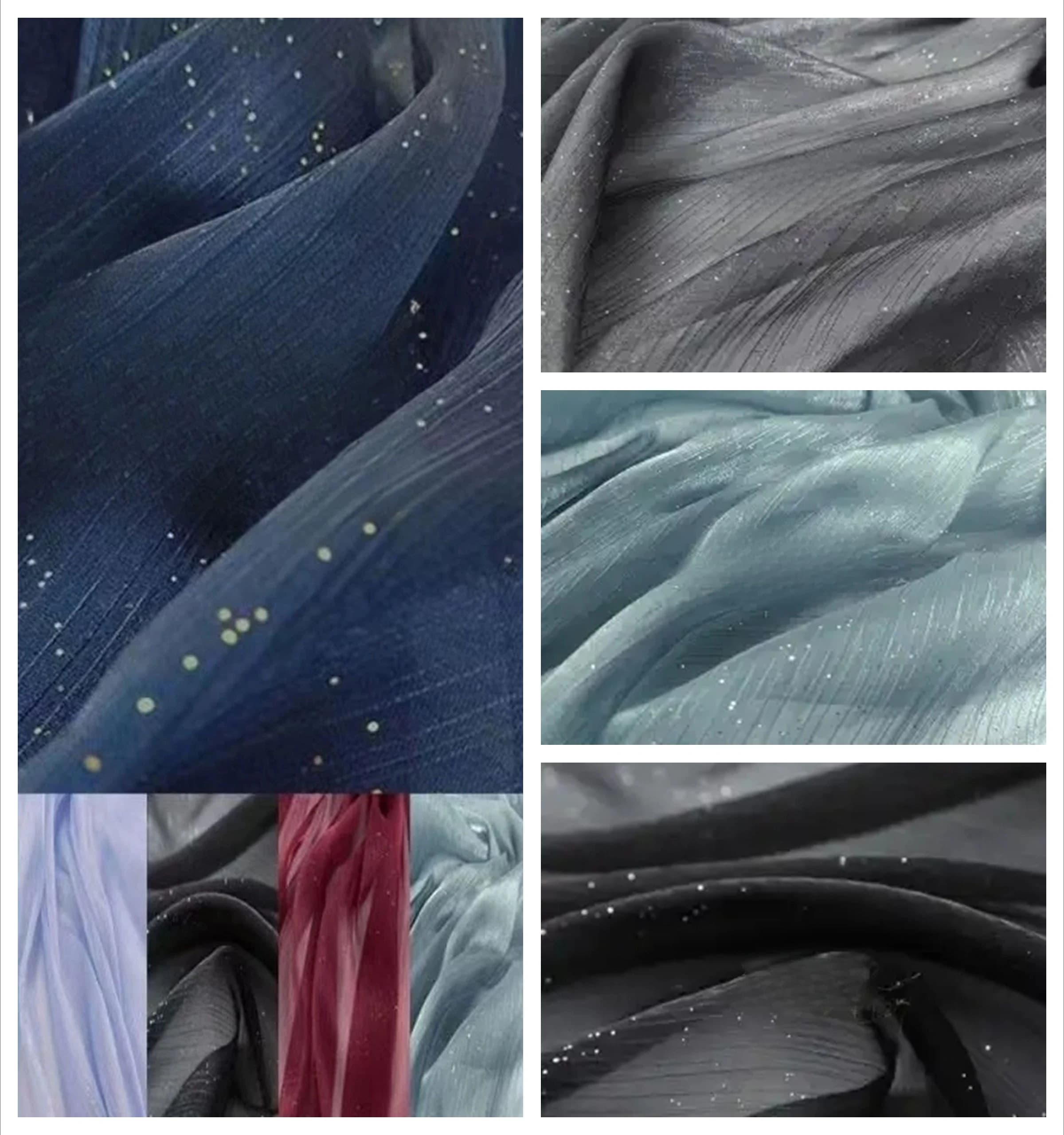 Stella sottile organza glitter tessuto al metro per abbigliamento abito Hanfu decorazione di nozze tenda cucito fai da te panno lucido rosso