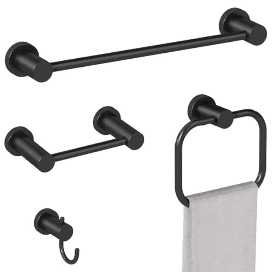 Set di 4 Accessori per Bagno in Acciaio Inox, Portasciugamani da Parete