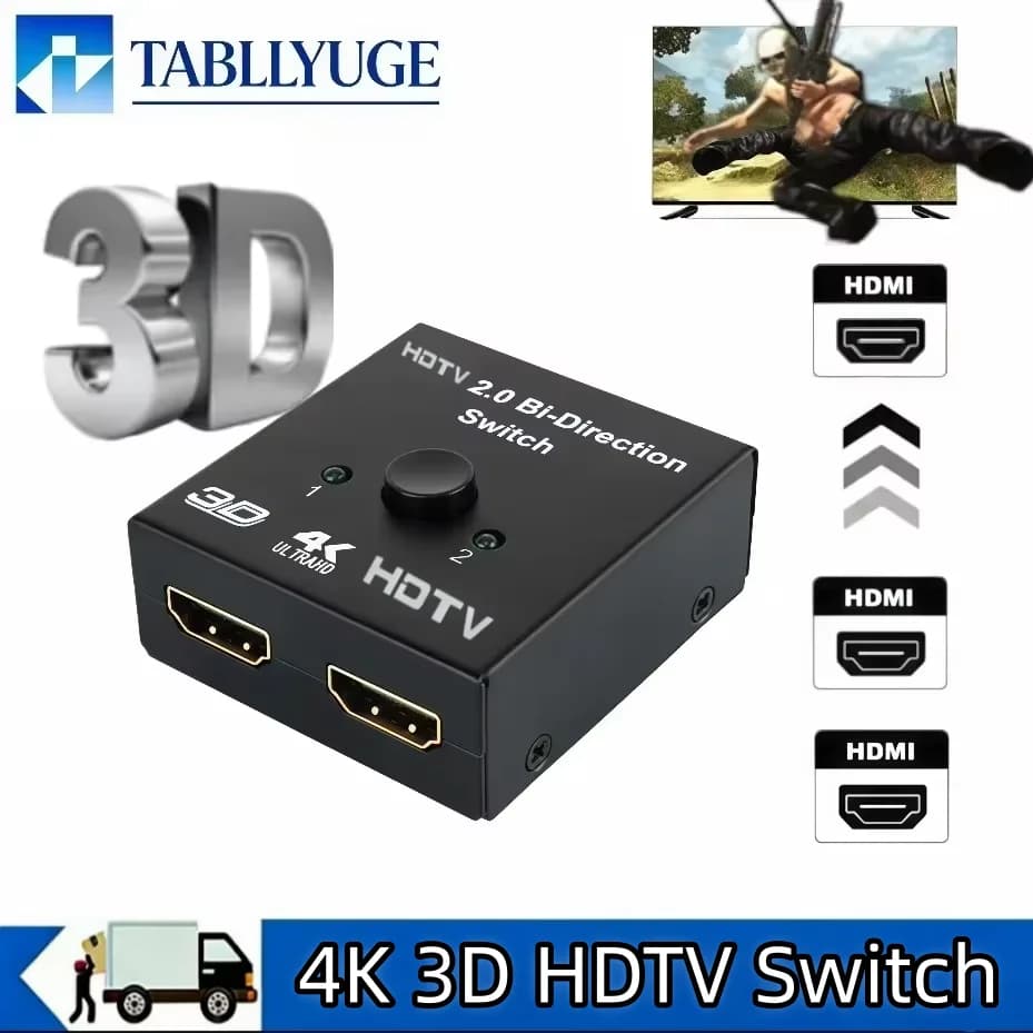 Splitter/Convertitore Bi-direzionale 4K HD 2.0 1x2 2x1 2 In 1 Out per TV Box, Monitor, Proiettore