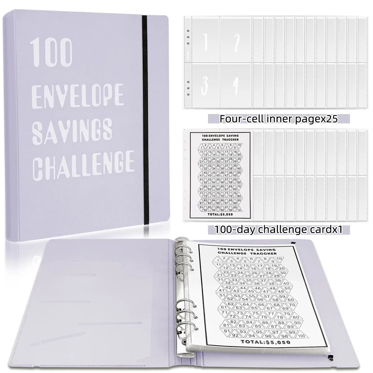 A5 100 Envelope Challenge Loose Leaf Binder Notebook Inner Core Cover Note Book Journal Planner Office Stationery Supplies