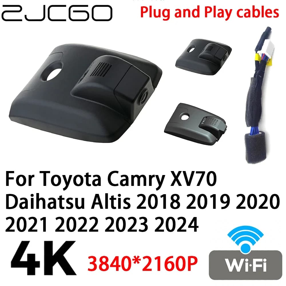 ZJCGO 4K 2160P DVR for car Dash Cam Video Plug and Play for Toyota Camry XV70 Daihatsu Altis 2018 ~ 2024