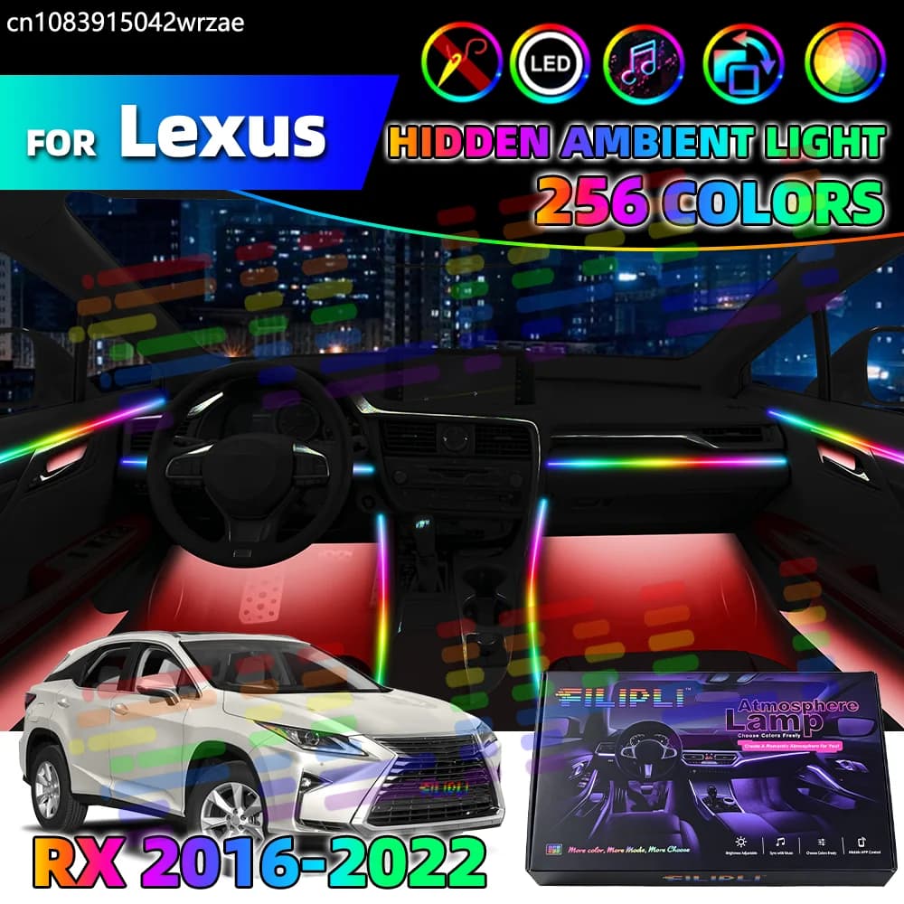 14 in 1 For Lexus RX 2016-2022 Years Car Interior Ambient Lights Strips Breathing Lighting Kit App Control Auto LED strips
