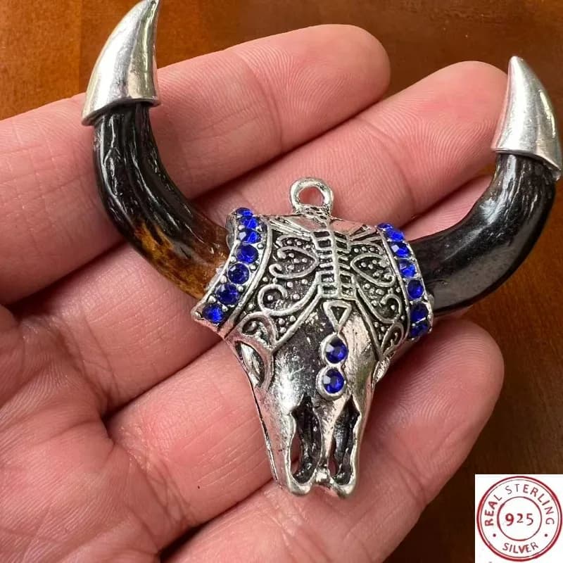 New Vintage Tibetan Yak Horn Pendant, Retro Antique Ethnic Craft Jewelry