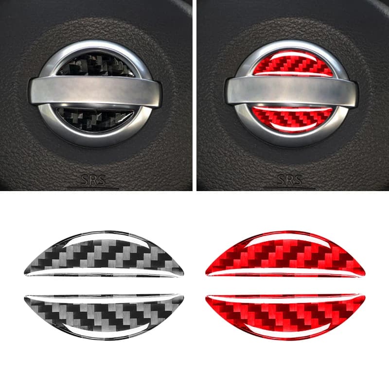 Car steering wheel carbon fiber stickers for Nissan Qashqai J11 J10 X-trail T32 Juke Altima Sentra Micra Leaf internal cover decal