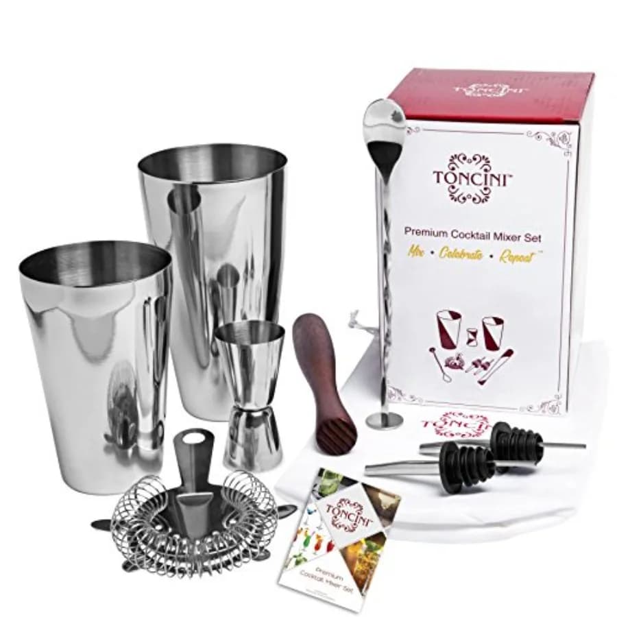 Set Professionale da Barman con Shaker per Cocktail, Accessori e Strumenti per Bartending in Acciaio Inox, Shaker per Martini, Colino, Ji
