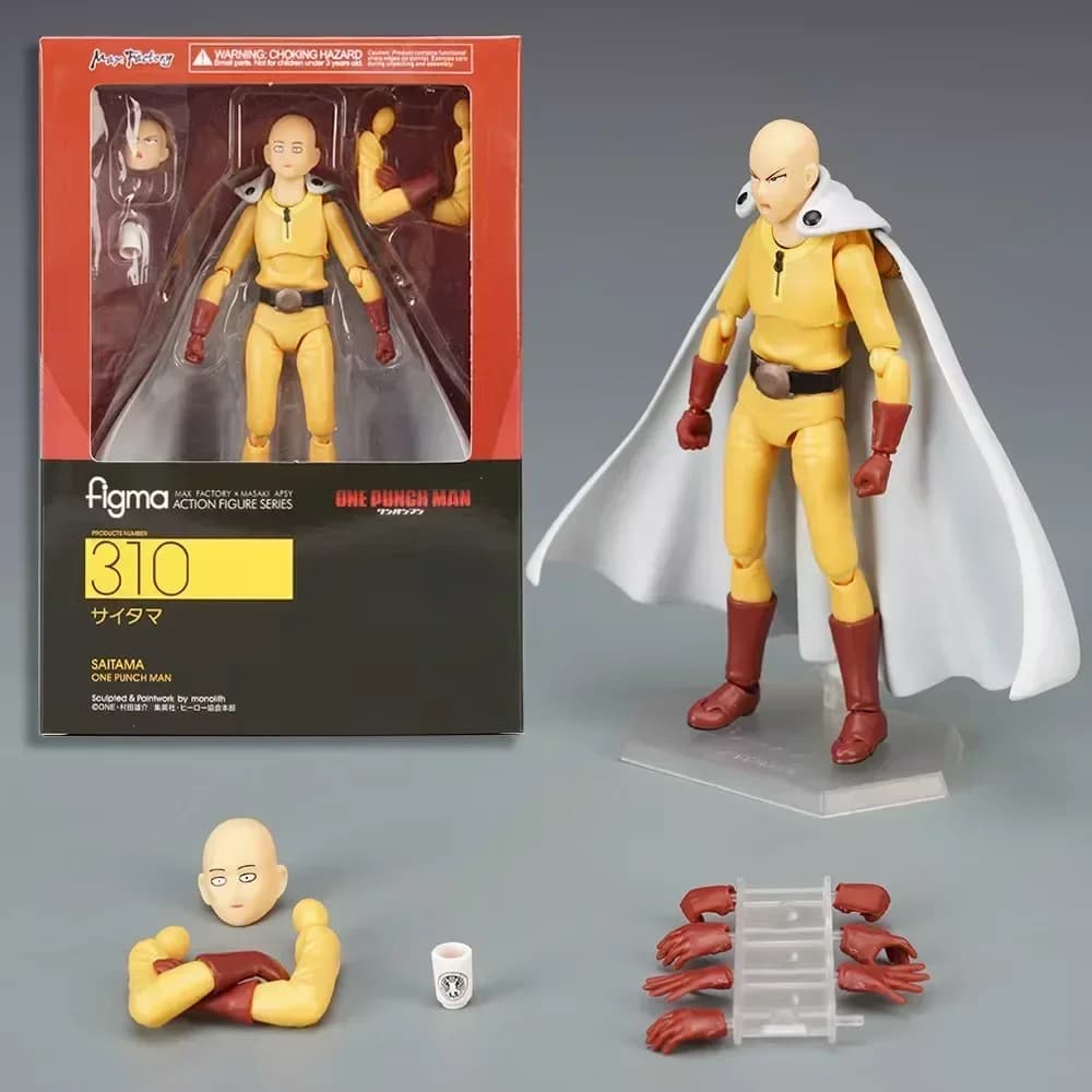 Nuovo Arrivo in Stock, Spedizione Immediata, Action Figure Anime Saitama One Punch Man Figma 310 in PVC, Modellino da Collezione