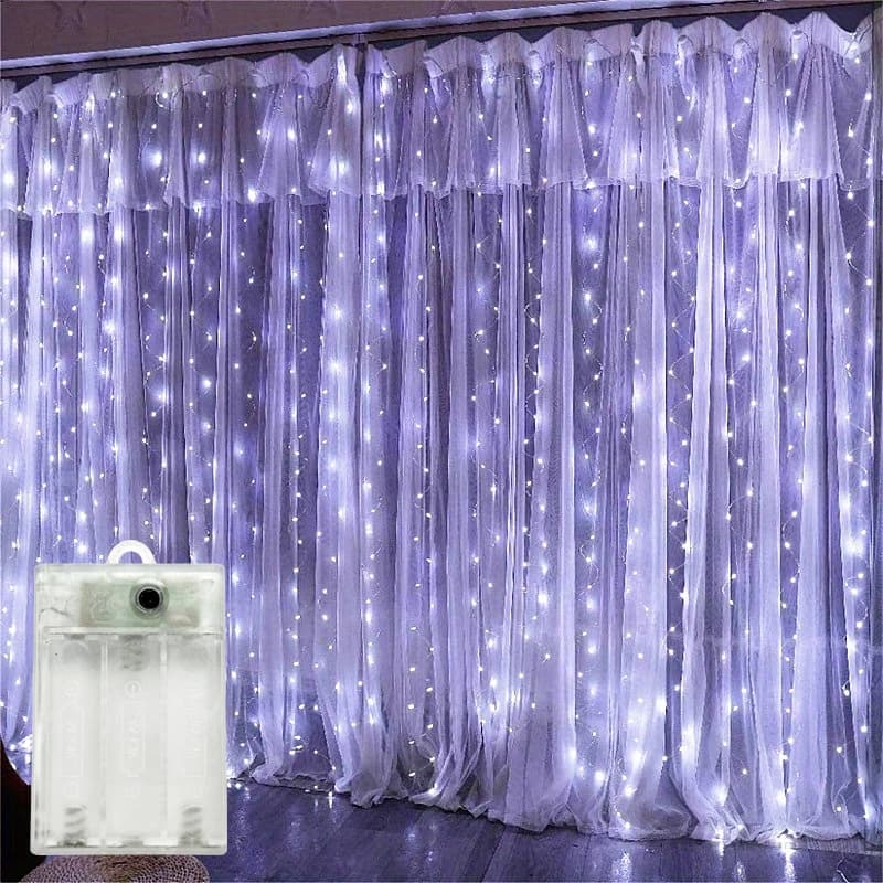 3/6M LED Curtain Light String 8 Modes Eid Mubarak Bedroom Decoration Ramadan Home Decoration Battery Power 2026 Valentine's Day