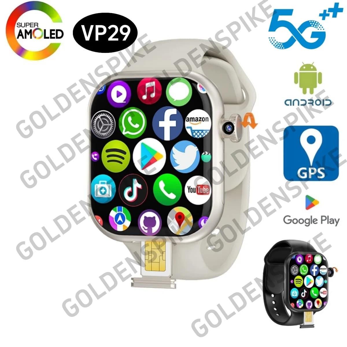 Orologio intelligente originale VP29 Serie VP Smartwatch Android 5G da 2,29 pollici con fotocamera rotante GPS whatsapp Tiktok App Store Wifi Connect