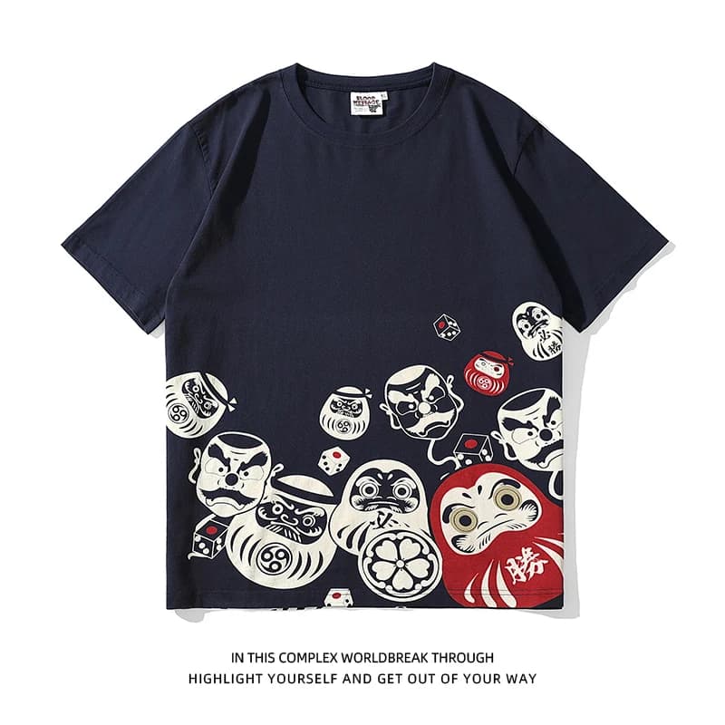 Harajuku Style Men's Short Sleeve T-Shirt Cartoon Print Pure Cotton Breathable Summer Fashion Youthful Standard Fit Tee