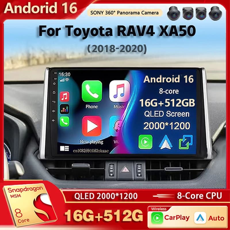 Android 15 Autoradio Lettore Multimediale Per Toyota RAV4 XA50 2018 2019 2020 Auto Carplay Car Stereo DSP wifi + 4G Ai voce 2 Din BT