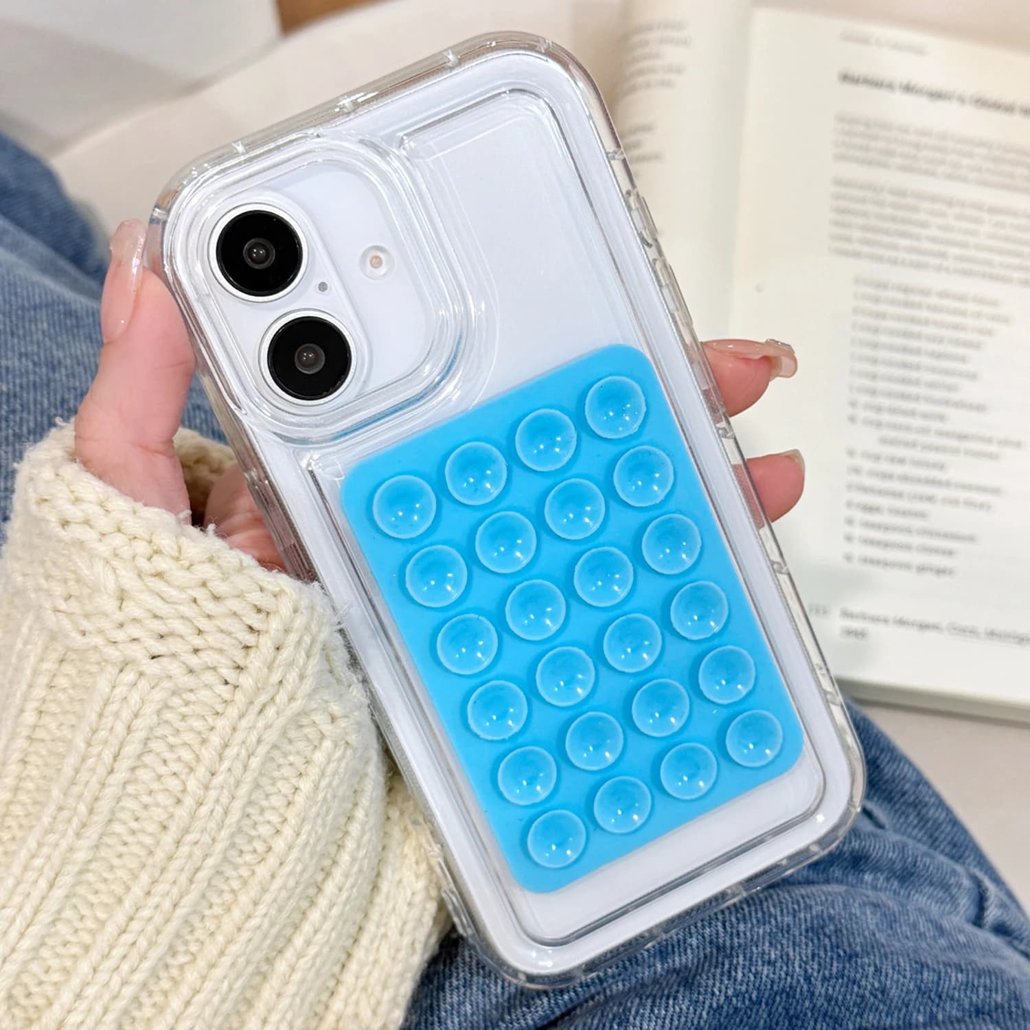 Supporto a ventosa 3D Custodia trasparente per telefono per iPhone 16 15 14 Pro 13 12 11 Max Plus 7 8 Plus XR X XS SE 2020 Funda Cover posteriore