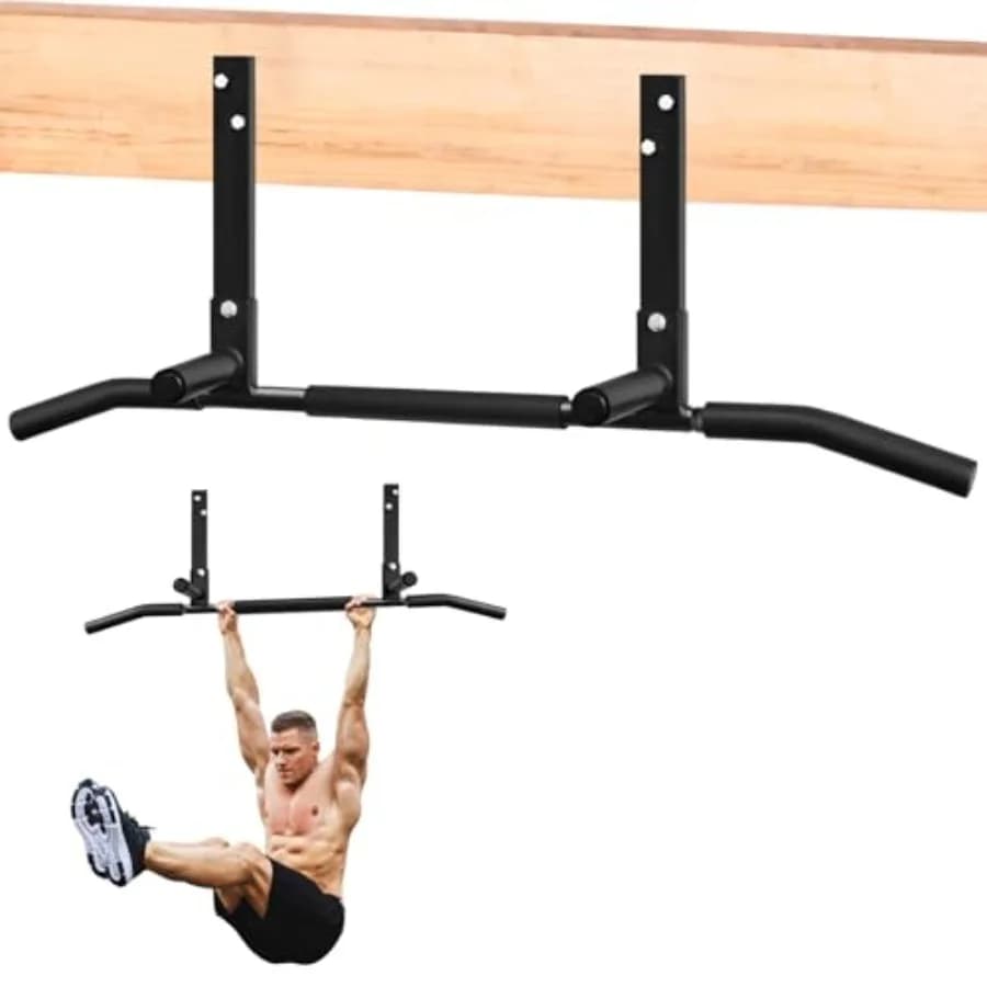 Ceiling bar for home training, durable beam with foam handle, easy installation, black