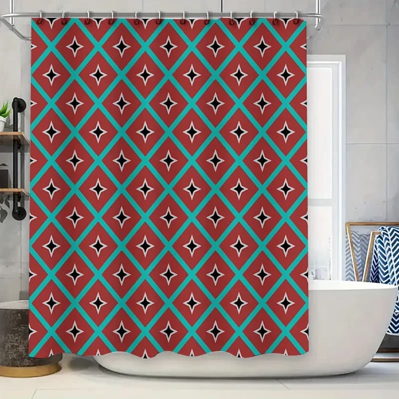 Tenda da doccia scozzese Strisce rosse blu Tessuto fantasia Tappetino da bagno impermeabile Tende da doccia decorative per accessori per il bagno di casa