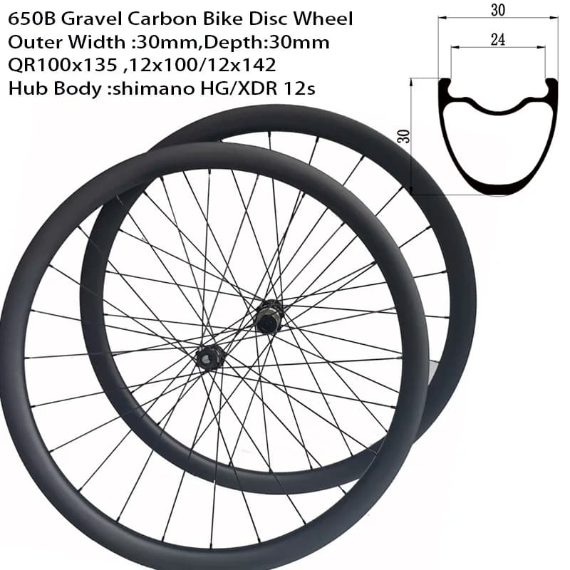 Super leggero 1139g 650B disco di ghiaia bici da strada in carbonio copertoncino larghezza ruota 30mm cricchetto 36T mozzo in ceramica ruota freno a disco