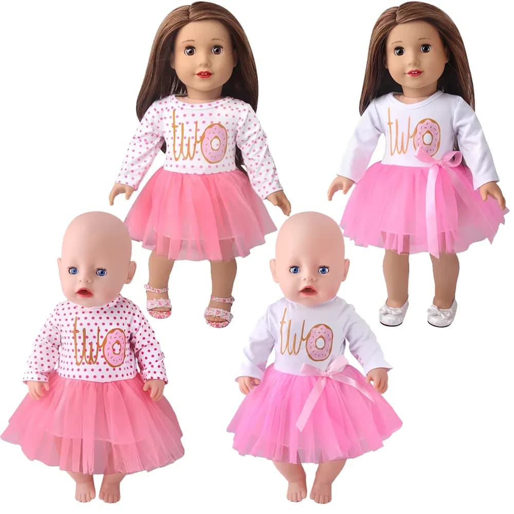 Vestito in Tulle Rosa a Forma di Ciambella per Bambole Americane da 18 Pollici e Bambole Baby da 43 cm, Accessori per Gonne Carine
