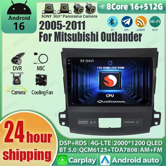Android 15 Per Mitsubishi Outlander 2005 - 2013 Citroen C-Crosser Peugeot 4007Qualcomm Autoradio Multimediale Lettore Wifi CarPlay