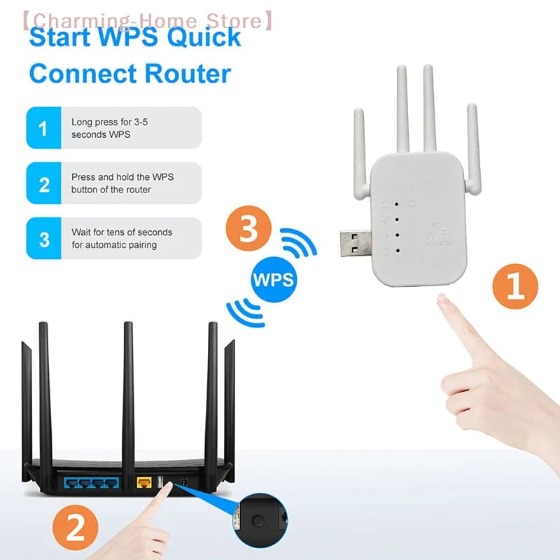 【M】WiFi Extenders Signal Booster 2.4G Wireless WiFi Internet Repeater 300Mbps 4 Antenna Long Range With Ethernet Port For Home