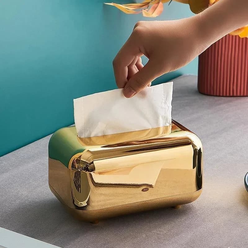 Luxury Golden Handkerchief Boxes Paper Holders Organizer Handicraft Ornament Table Handkerchief Box Cooking Handkerchief Box