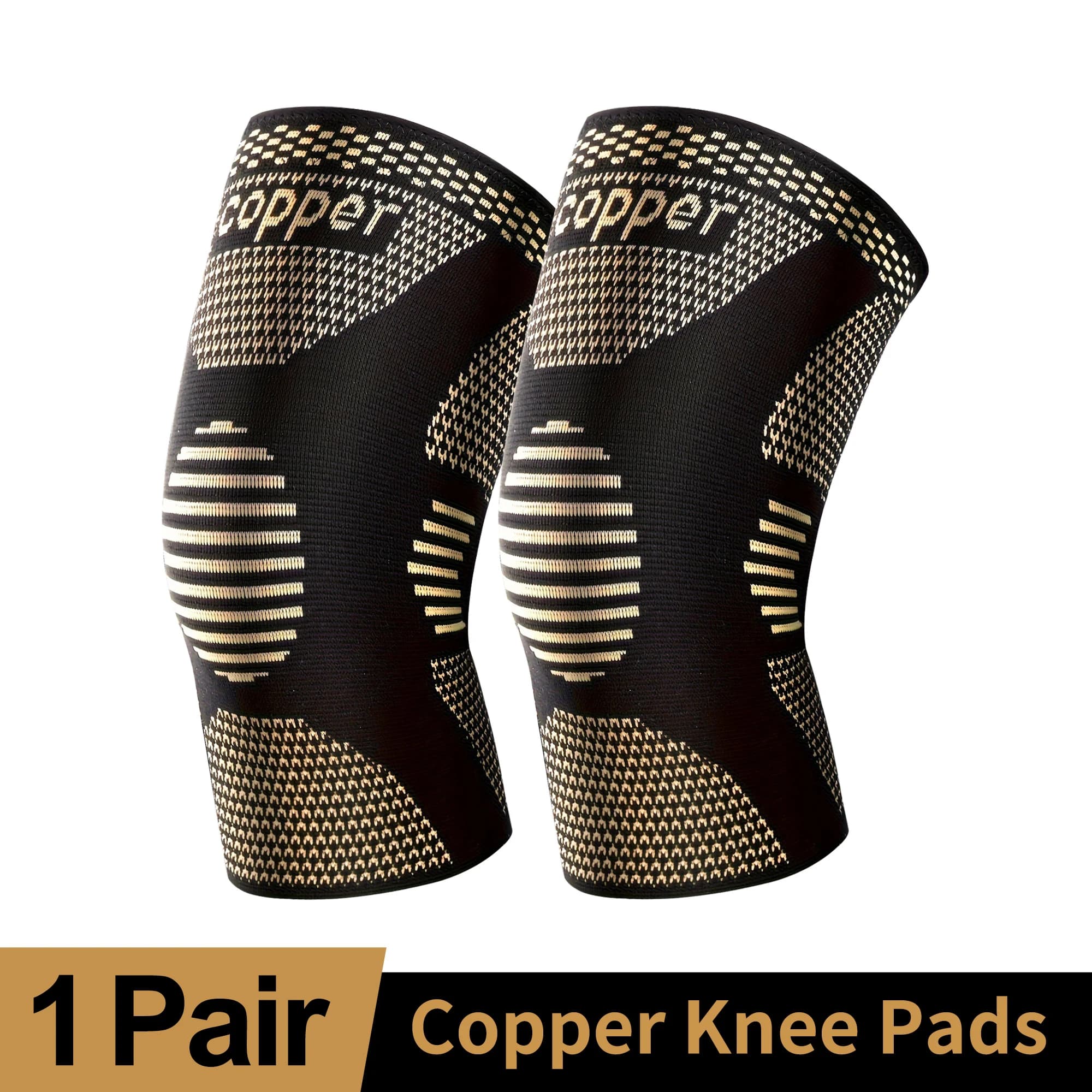 2 piece copper ion sports knee pad, breathable fitness knee pad for outdoor basketball, race, basketball