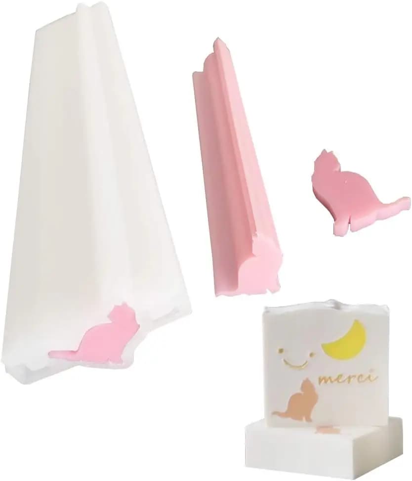 Stampo in Silicone a Forma di Gatto per Sapone e Candele, per Creazioni Fai-da-Te, Stampo per Colonna Tubolare