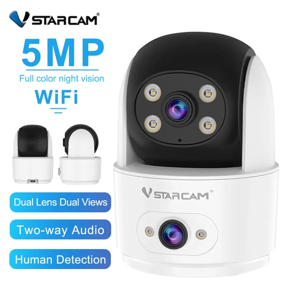 Vstarcam 5MP HD Dual Lens Camera WiFi Security 5X Zoom Home Camera Human Detection Surveillance Full Color Night Vision IP Cam