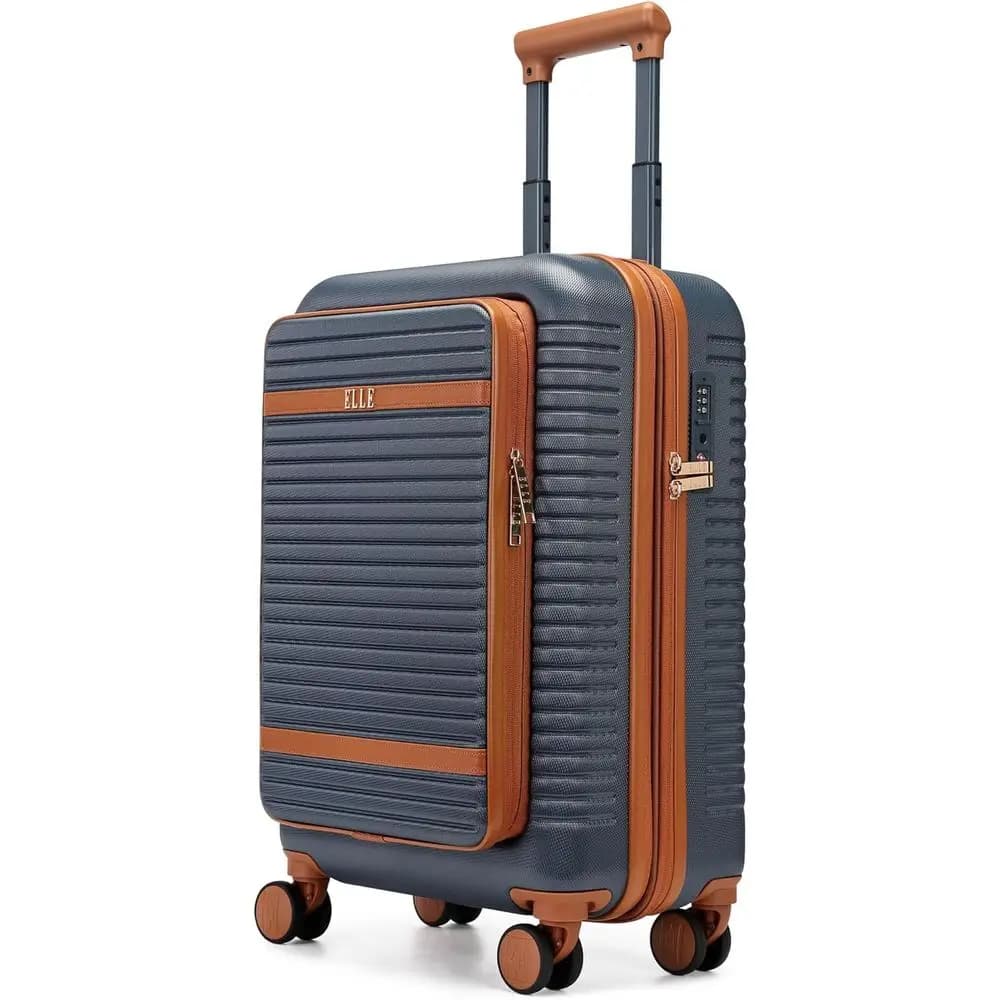 Valigia Espandibile Blu Navy con Tasca Frontale per Laptop