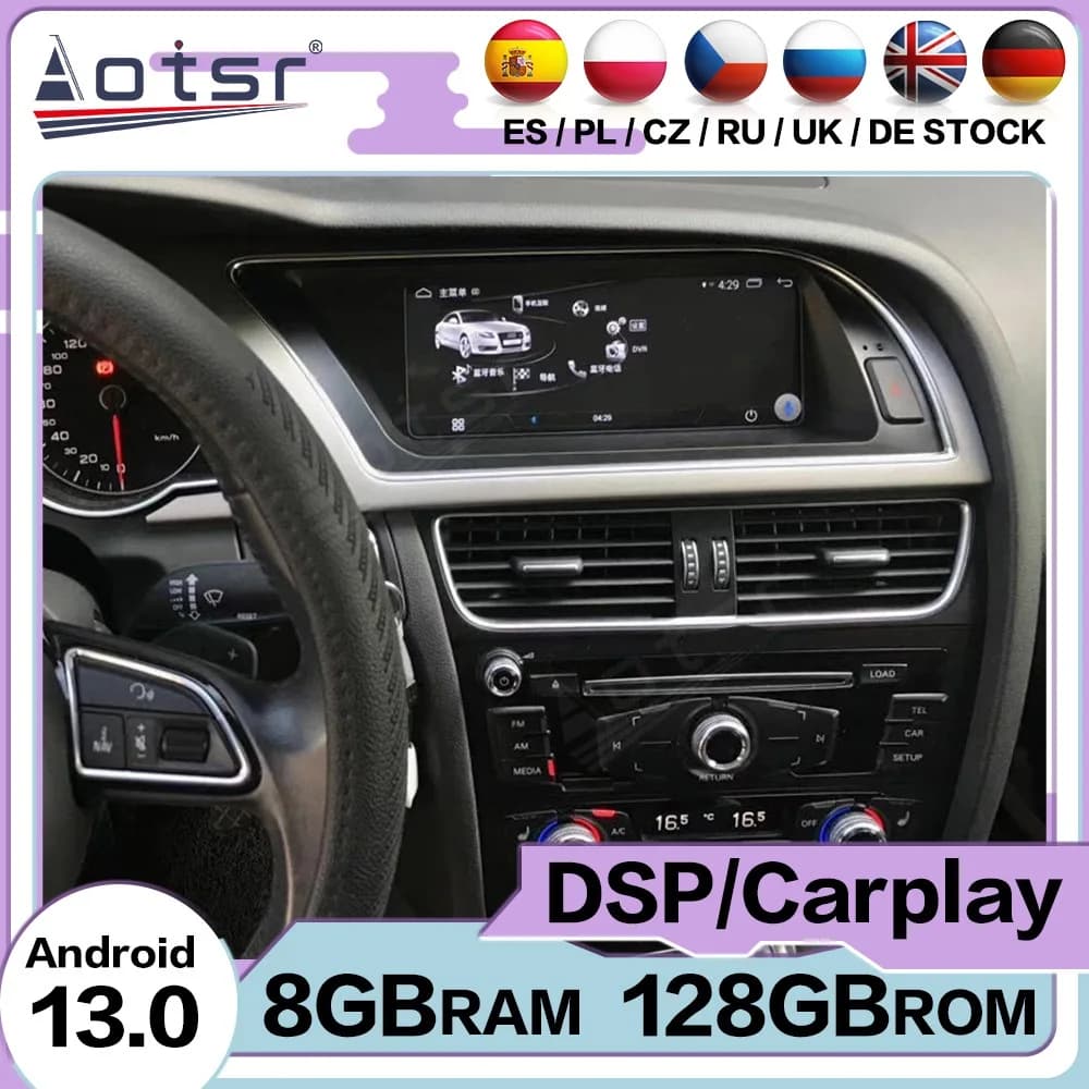 Qualcomm Android 13 Auto For Audi A4L 2013~2016 GPS Navigation Touch Screen Stereo Multimedia Player Car Radio Auto Head Unit