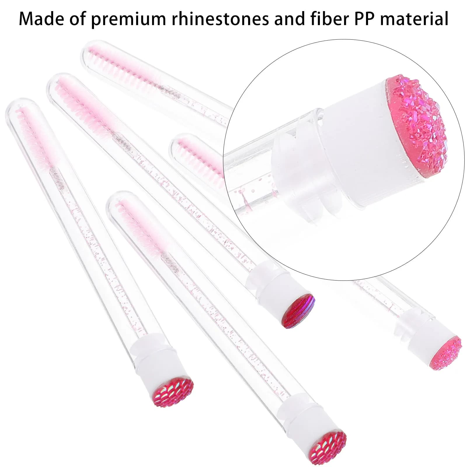 Set di 10 Spazzole per Ciglia con Strass Colorati, Piegaciglia per Uso Domestico e Professionale, Piccolo Tubo in Fibra PP, Strumento di Bellezza per la Pulizia, Pennello per Trucco