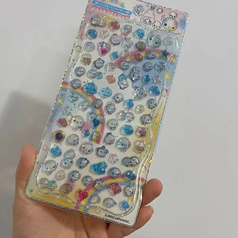 Kawaii Cartoon Small Water Droplets 3D Crystal Relief Stickers Storage Box Decoration Mobile Phone Case DIY Material