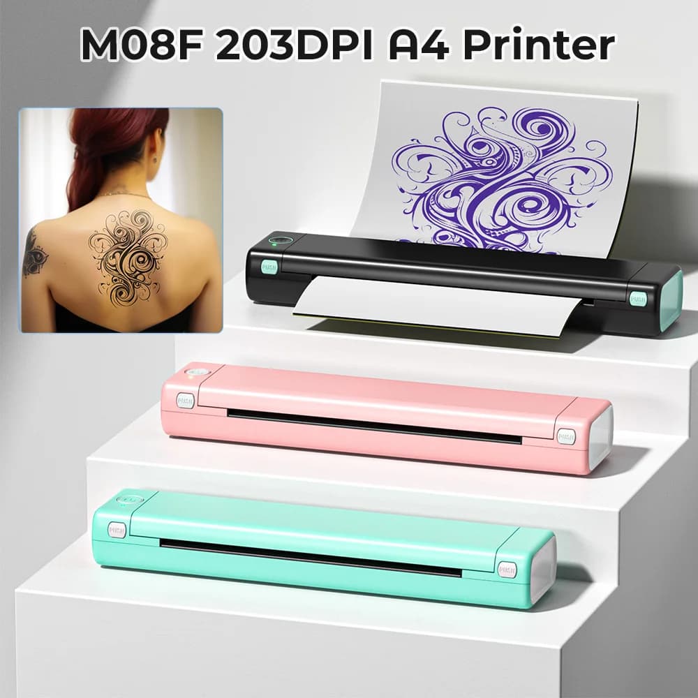 La stampante termica portatile Blutooth Phomemo M08F A4 supporta carta A4 compatibile con telefoni Android e iOS e laptop per ufficio